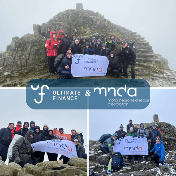 Montage of team pictures taken on the summits of each three mountains