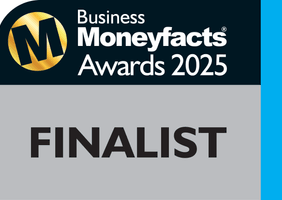 Award badge for finalists at the Business Moneyfacts Awards 2025